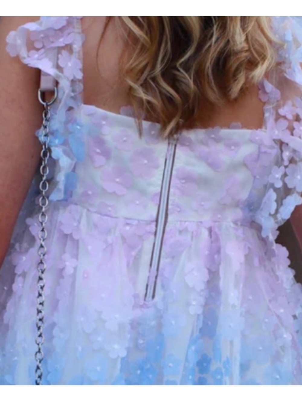 Storia Blue & Purple 3D Petal Babydoll Dress - Picture 3 of 13